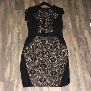 Adrianna Pappell Lace Inset Crepe Sheath Dress.